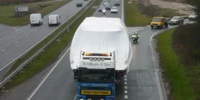 Sunseeker Manhattan 60 en Route to the Birmingham Boat Show under Police Escort.